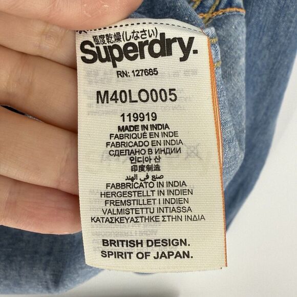 Superdry The London Loom Blue Denim Shirt Men’s Size Large - Picture 5 of 7
